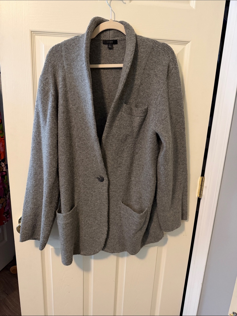 J. Crew Gray Shawl Collar Knit Blazer - Women's Jacket